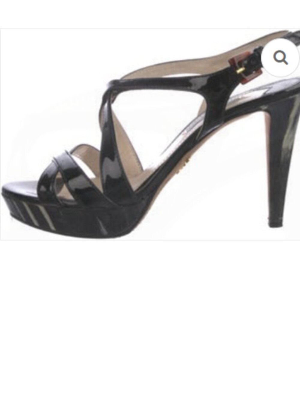 Prada Black Patent Leather Curved Slingback  Size 39